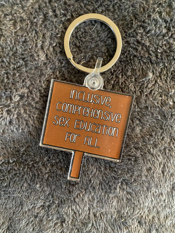 Sex Ed For All Protest Sign Keychain